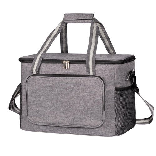 iknoe Large Cooler Bag Collapsible, 24L Insulated Bags, Leakproof Lunch Cooler Tote with Multi-Pockets for Adult Insulated Thermal Bag for Beach, Picnic, Office Work, Grey 36-Can