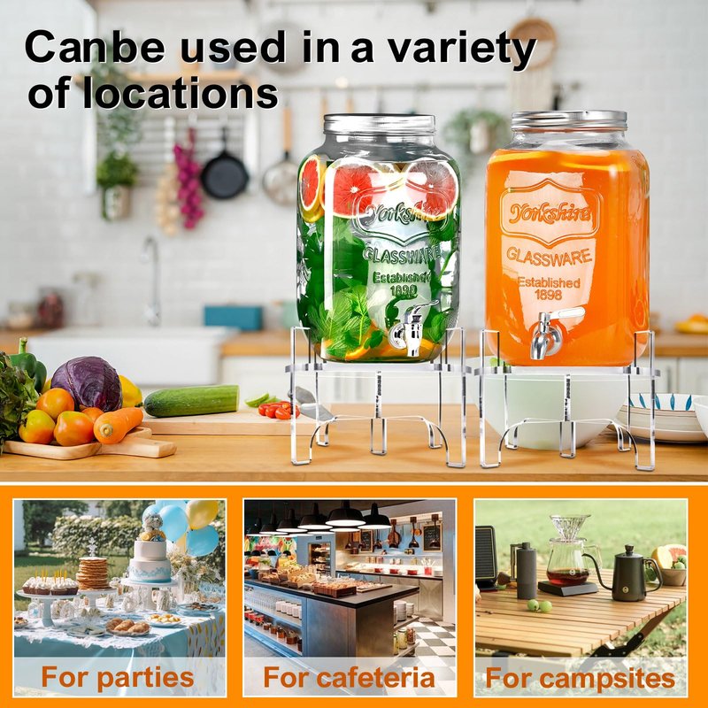 8 MM Beverage Dispenser Stand Only, Acrylic Glass Water Juice Drink Beverage Dispenser Floor Pitcher Stand Base for Parties, Home, Catering Events(Fit Max 9 Inch Glass Drink)