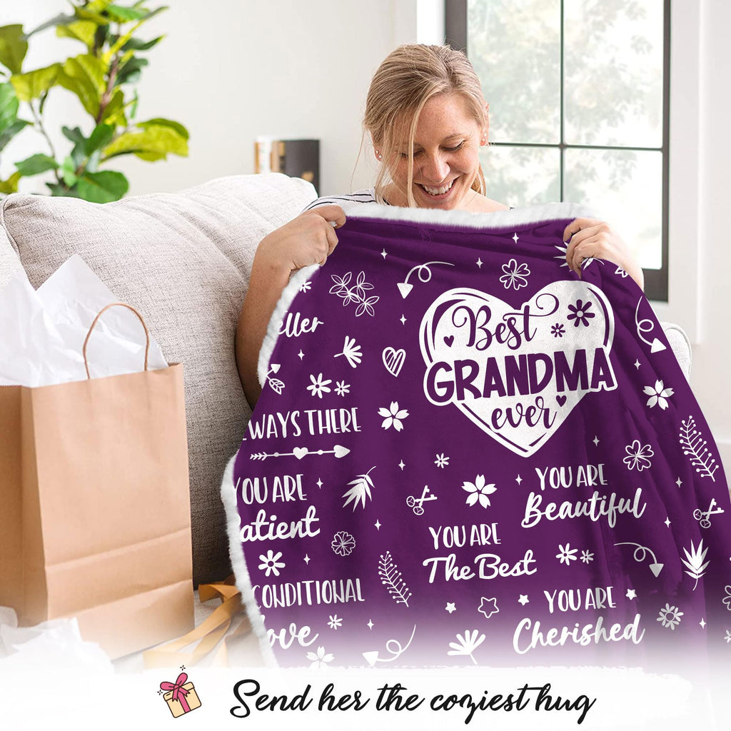 HUGGIB Best Grandma Ever Wearable Blanket Hoodie - Grandma Gifts from Grandchildren, Gifts for Grandmom - Grandma Gifts for Christmas, Birthday Gifts for Grandma