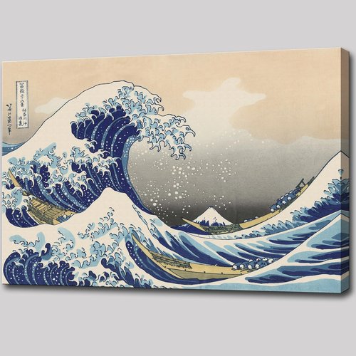 OKEXCKK The Great Wave off Kanagawa by Katsushika Hoki Wall Art Decor, Classic Painting Abstract Seascape Canvas Print Pictures, Modern Japanese Artwork for Bedroom Living Room Decoration - 24"x36"
