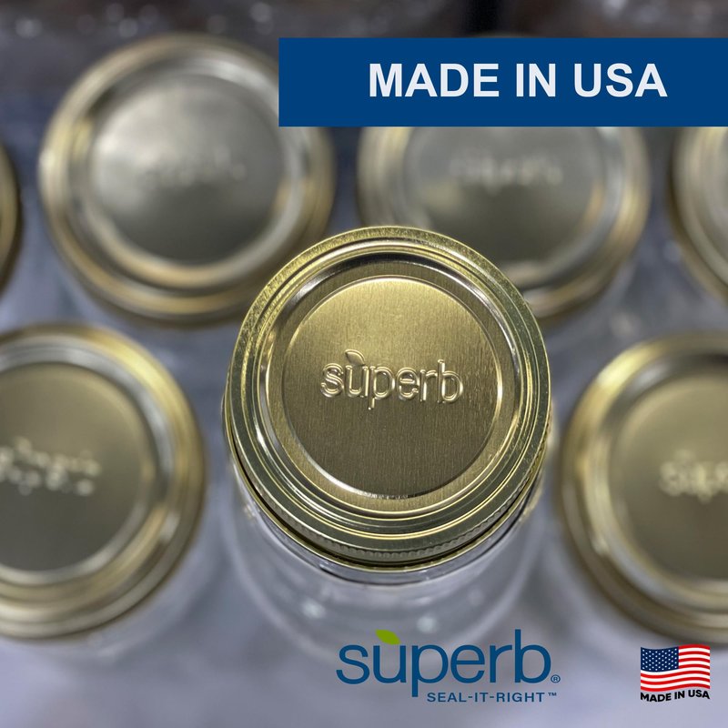 Superb Regular Mouth Mason Jar Canning Lids with Bands/Jar Rings – Made in the USA