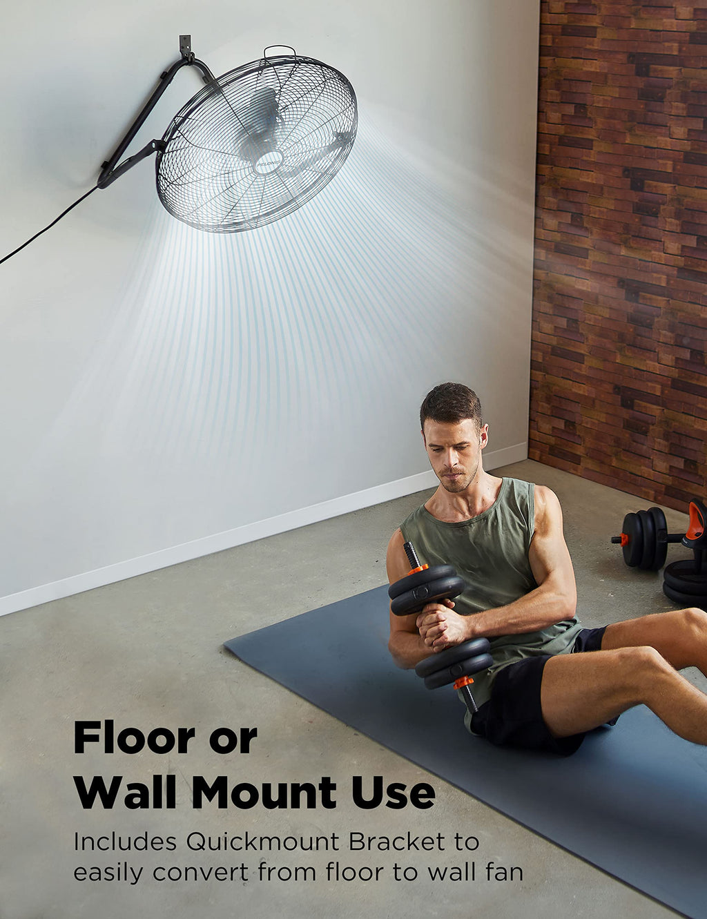 Pelonis Fan 20 Inch Floor Fan | Heavy Duty All Metal High Velocity Floor Fan with 3-Speeds| Adjustable Tilting Head | Quickmount Bracket for Home, Industrial, and Commercial Use