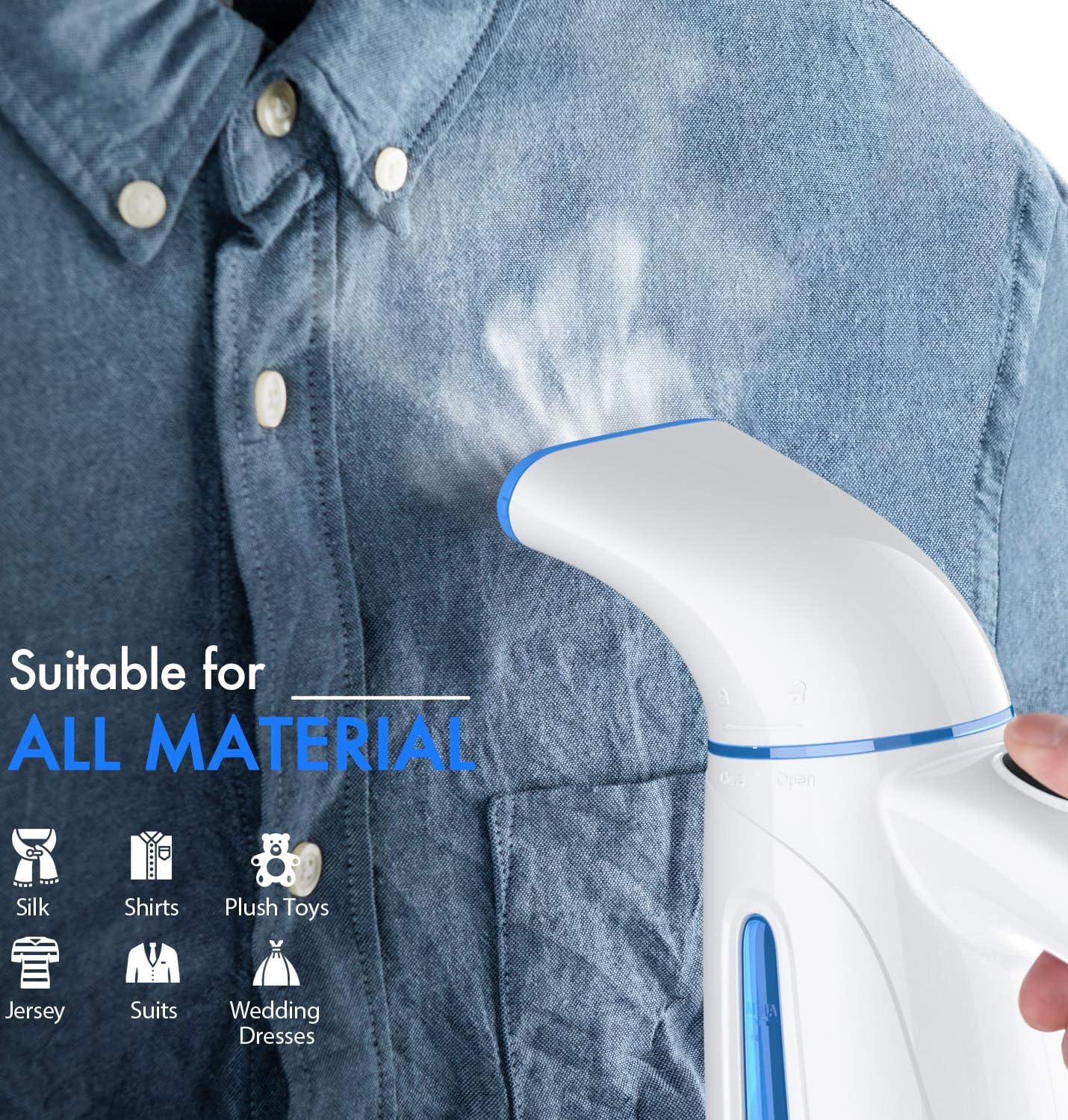 OGHom Handheld Clothing Steamer - 700W Portable Travel Steam Iron with 240ml Capacity (Blue)