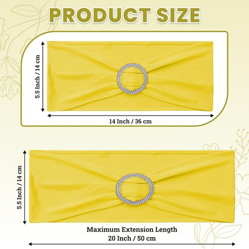MDS Spandex Chair Sashes - Universal Fit Elastic Stretch Bands with Buckle Slider Bow | 250 Pack - Yellow
