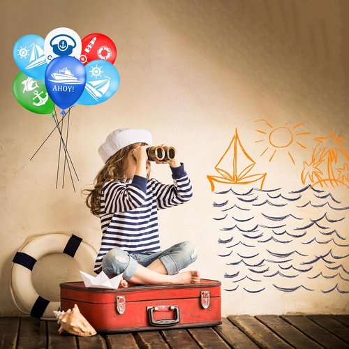 CupaPlay 50PCS Nautical Latex Balloons - Perfect for Coastal Beach Birthday & Classroom Parties