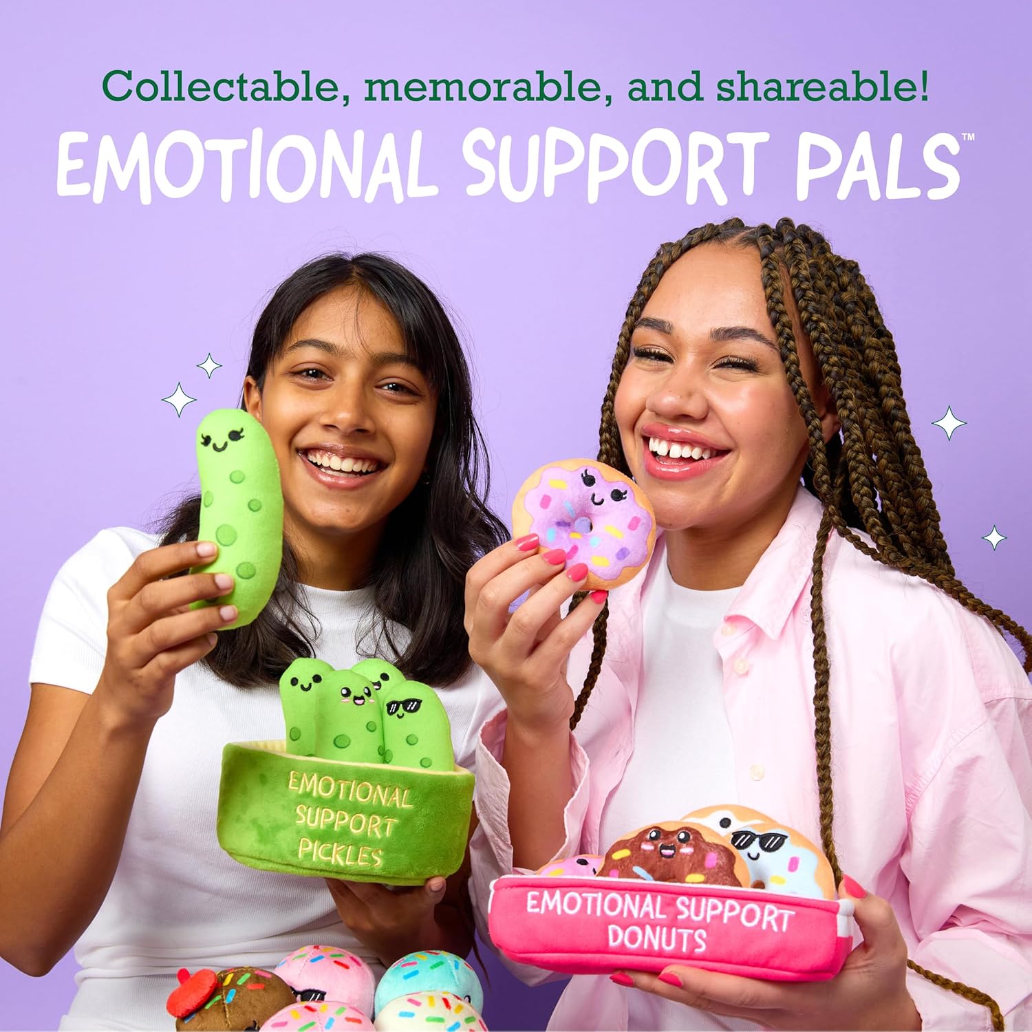 WHAT DO YOU MEME? Emotional Support Bunnies - Cuddly Plush Stuffed Animals | Set of 5 with Basket