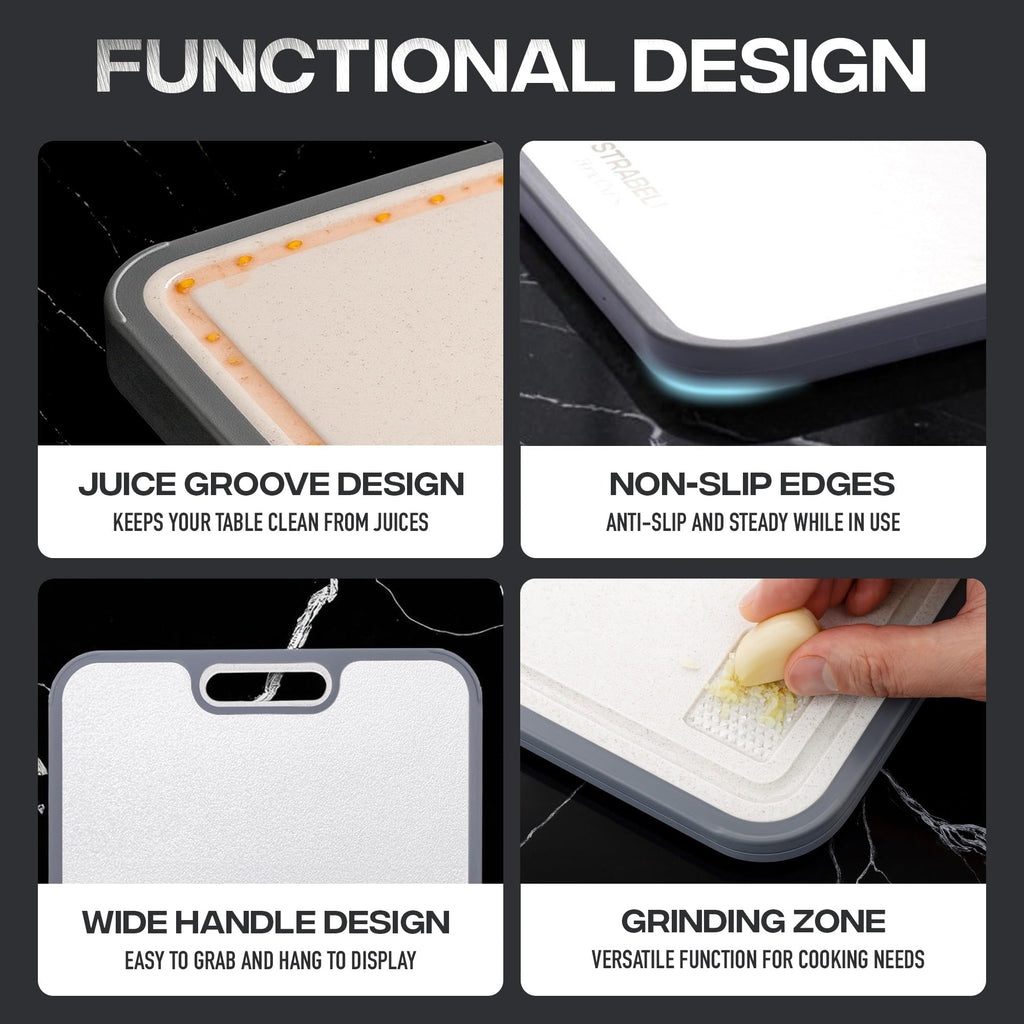 Strabella 100% Pure Titanium Cutting Board - Double Sided Titanium Cutting Boards For Kitchen - Dishwasher Safe Large Cutting Board for Cutting Meats, Fruits, Vegetables
