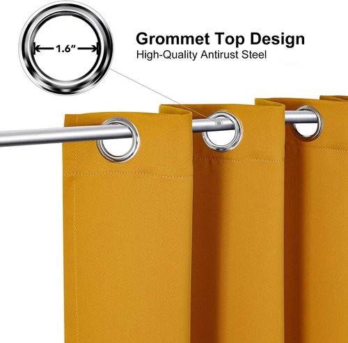 ChrisDowa Blackout Curtains - Thermal Insulated Room Darkening Panels, Mustard Yellow, 52 x 108 Inch (Set of 2)