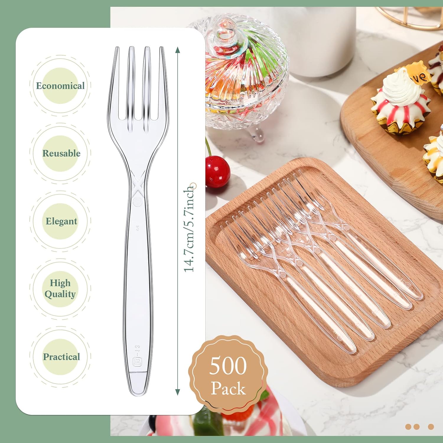 Potchen Heavy Duty Clear Disposable Plastic Forks - 1000 Pcs Bulk Cutlery for Parties & Picnics | 5.8 Inches