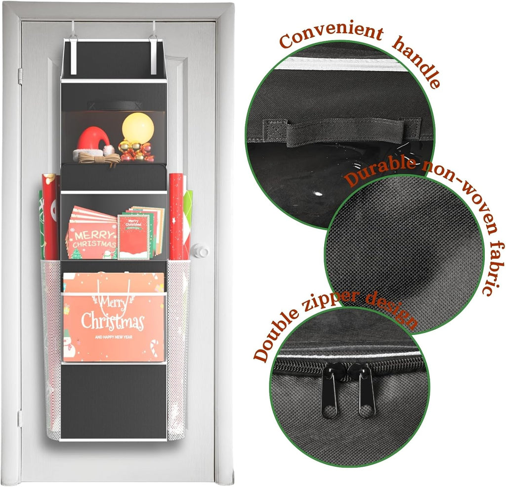 Ofiray Home 2-in-1 Wrapping Paper Organizer - Over Door & Under Bed Storage with Removable Drawer & 4 Pockets