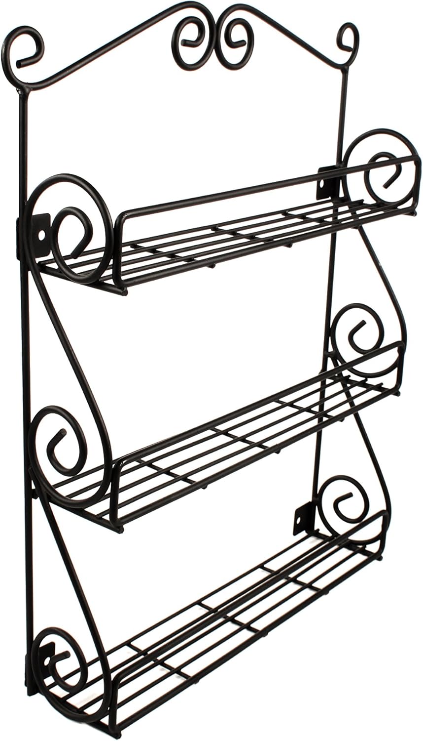 Spectrum Diversified Scroll Wall-Mounted Spice Rack Organizer - 3-Tier Design for Kitchen & Cabinet Storage