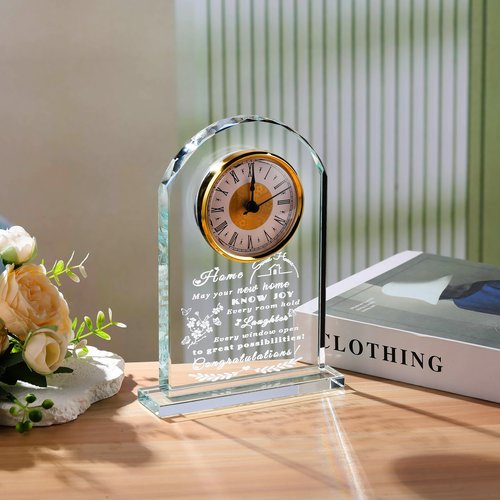 Qianwei House Warming Gifts New Home - Crystal Clock Gifts for Home Decor - Best Unique Housewarming Decor Ideas for New House Homeowner Men Friend Family