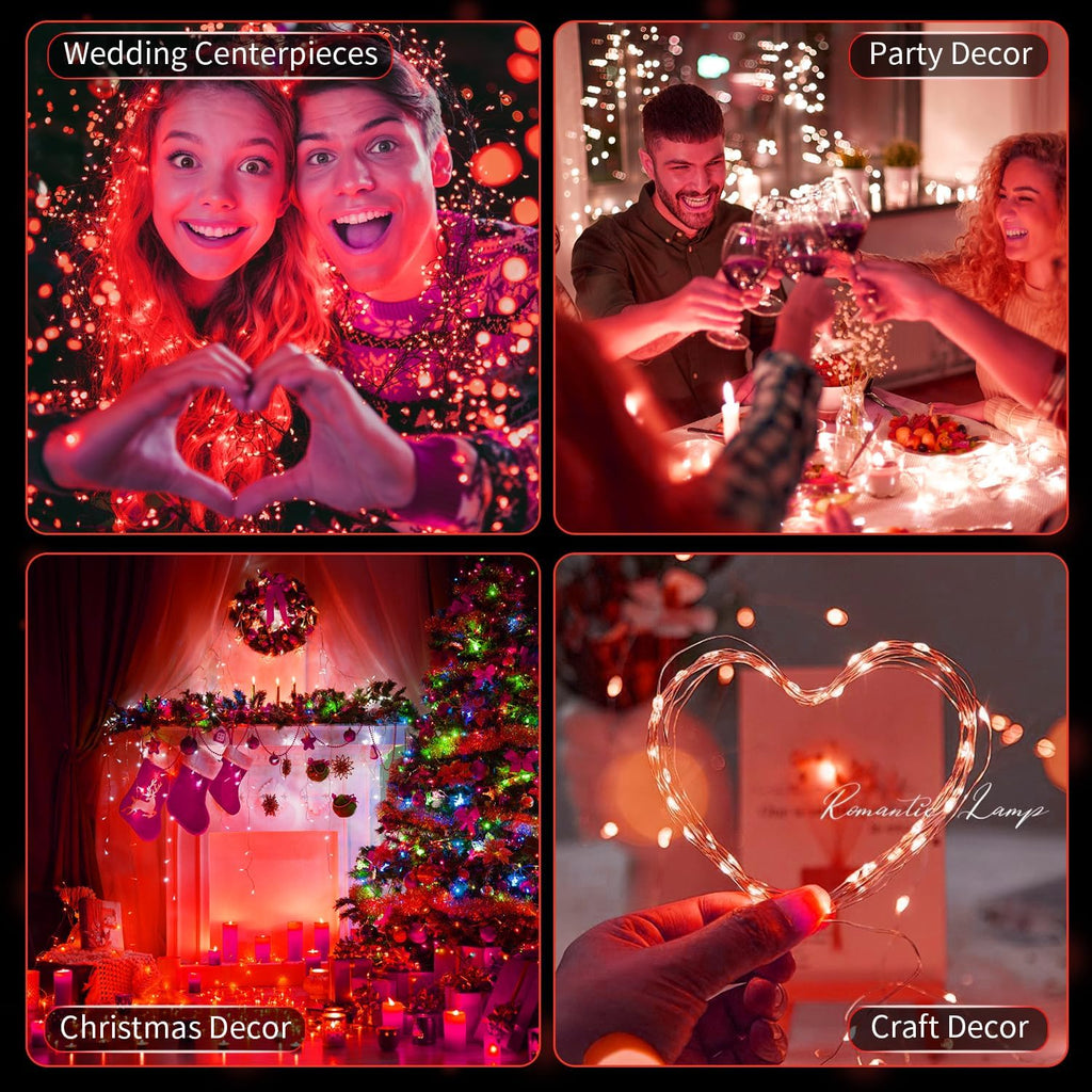 Skiennix 20 Pack LED Fairy Lights - Waterproof Mini Twinkle String Lights for Weddings & Parties - 7FT, Red