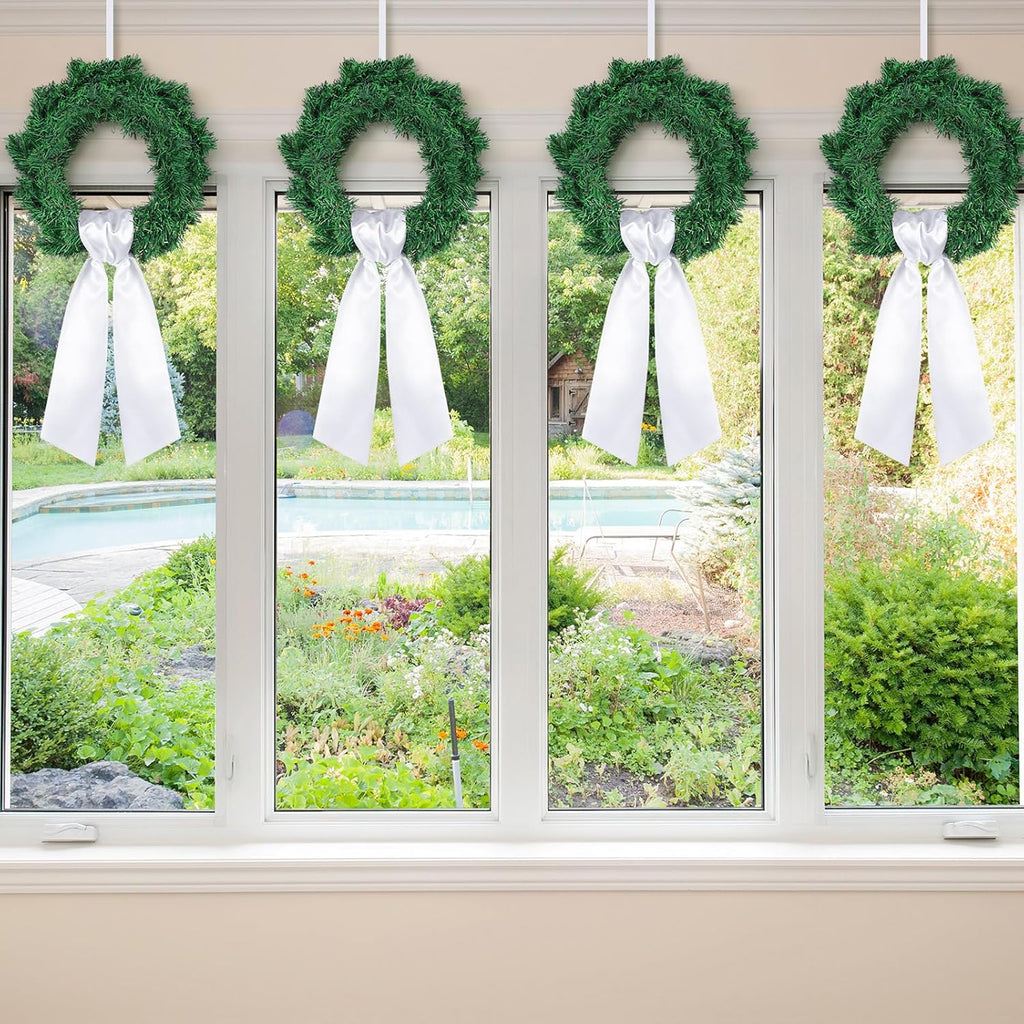 VitalCozy Wreath Sash - Embroidery-Ready Blank Sashes for Front Door Decor | 4.49" x 56.30", White, 6 Pcs