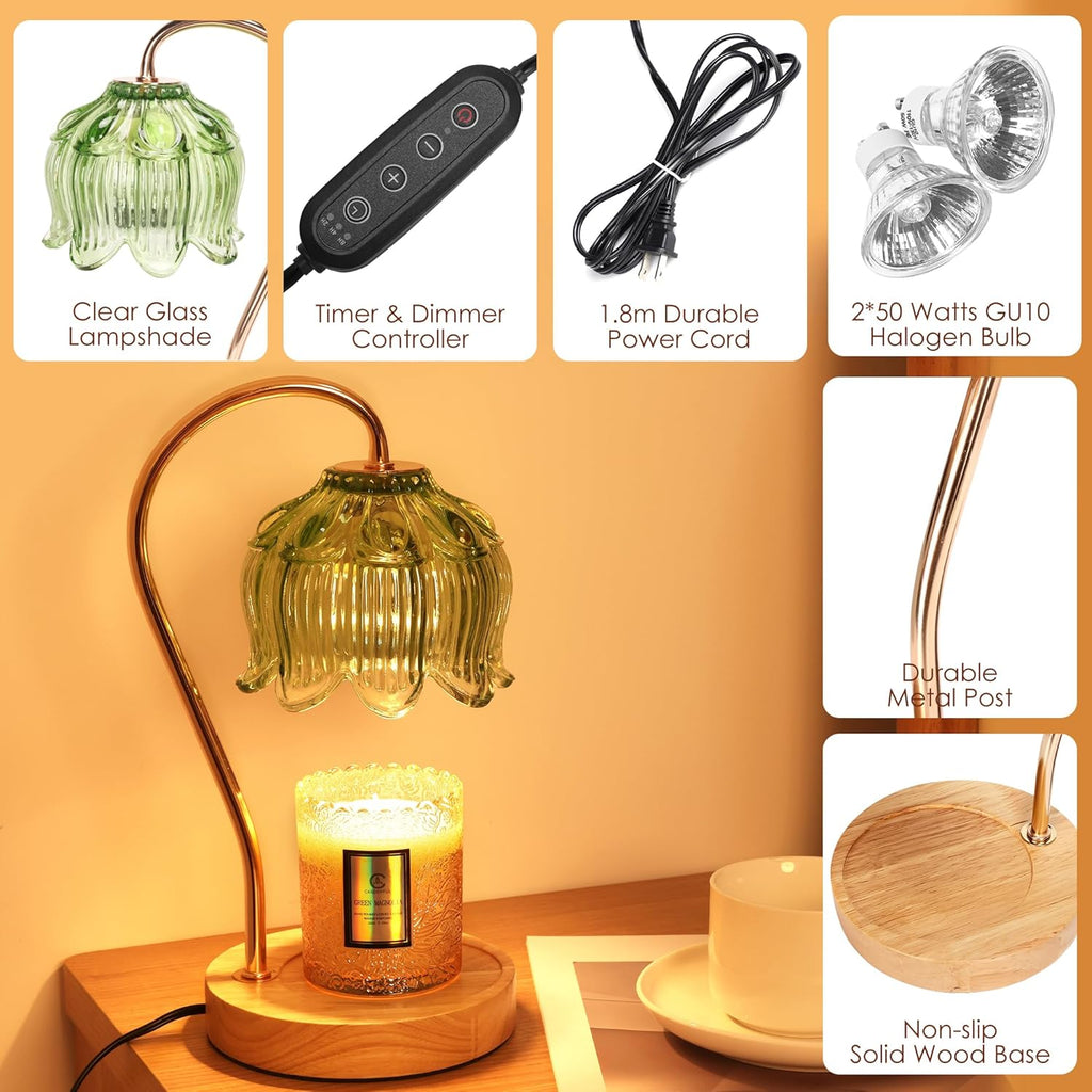 Skiennix Flower Candle Warmer Lamp - Timer & Dimmer for All Jar Scented Candles | Perfect Gift for Women