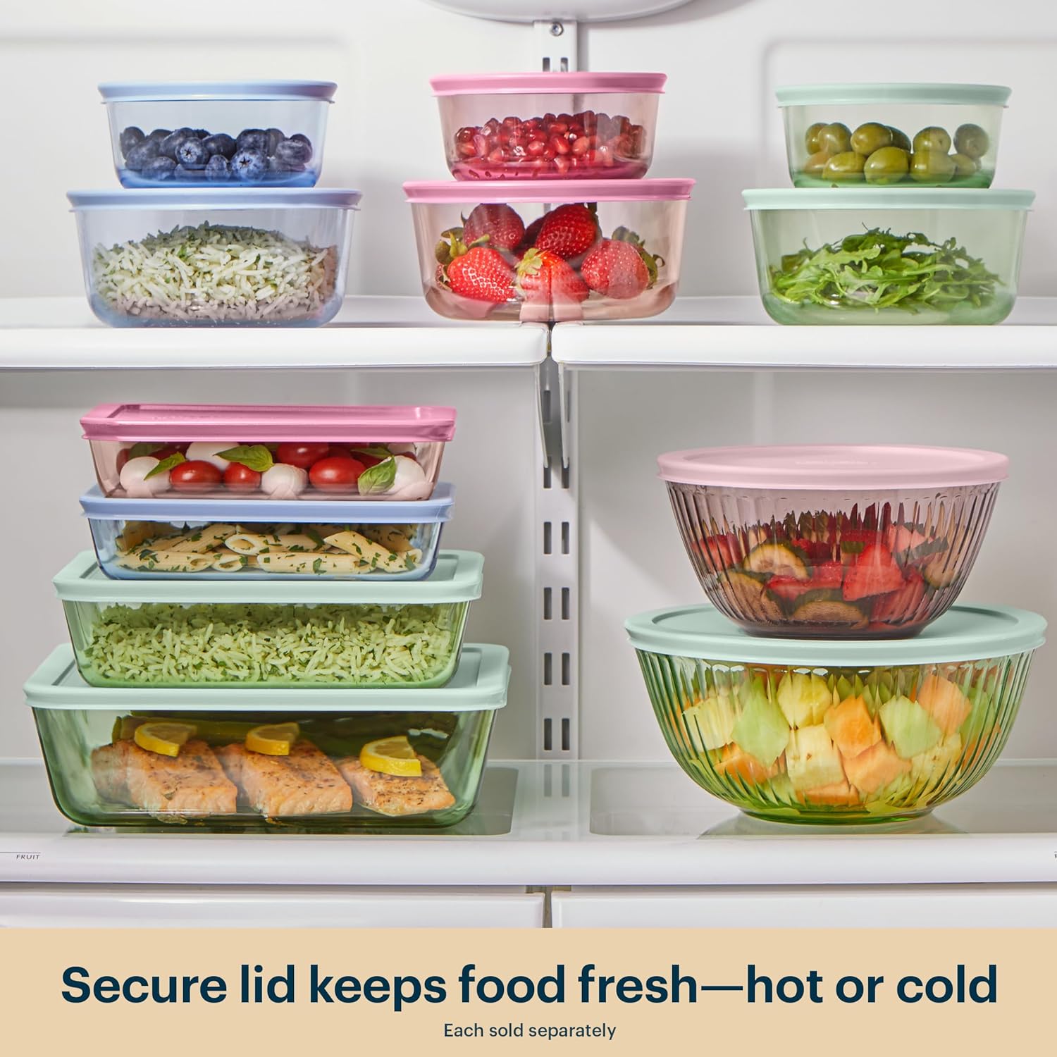 Pyrex Colors Tinted Glass Food Storage Container - 11 Cup, BPA-Free Lids, Aqua | Freezer & Microwave Safe