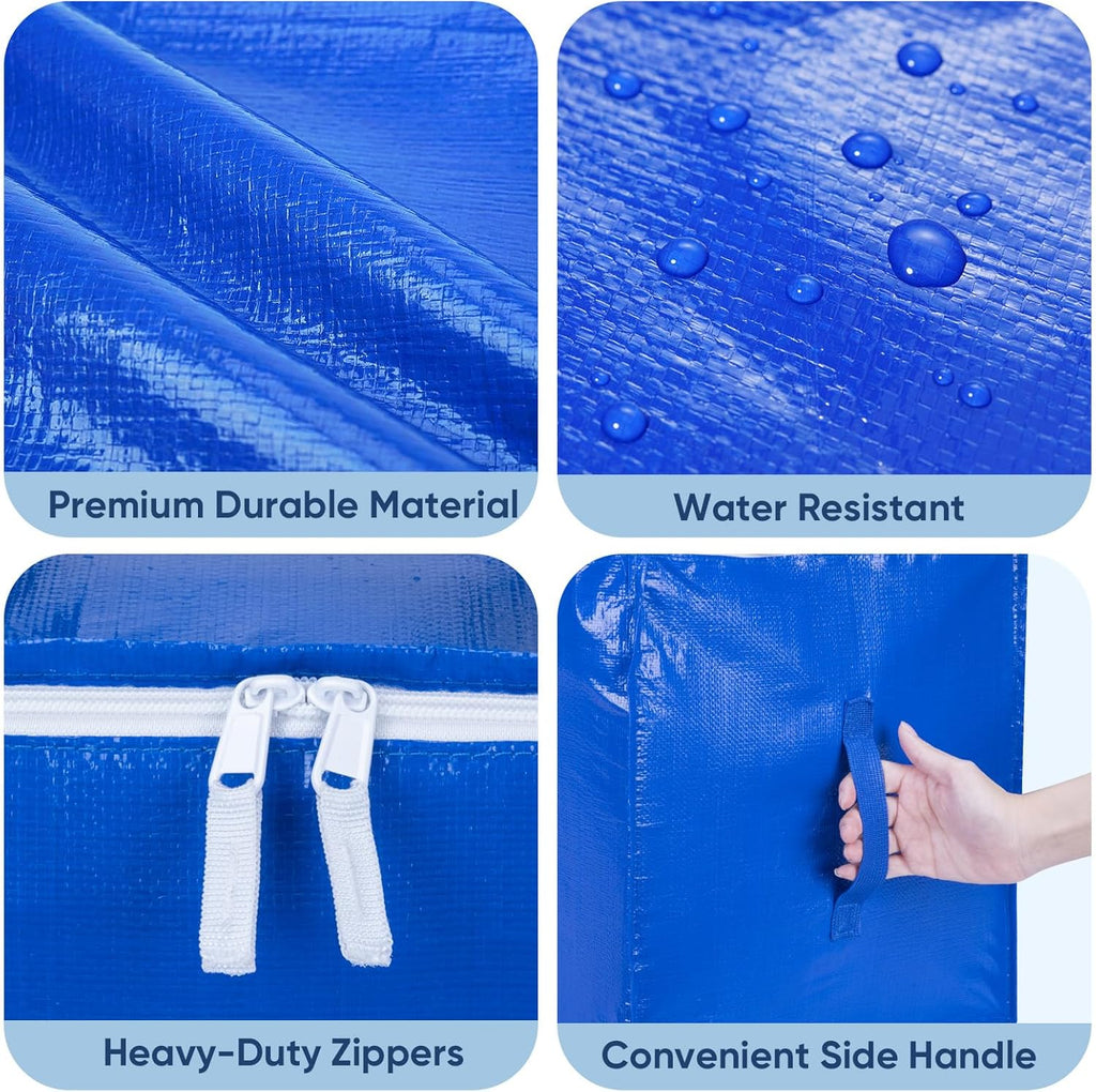 BALEINE Heavy-Duty Moving Bags - 8-Pack Oversized Storage Totes with Reinforced Handles | Royal Blue