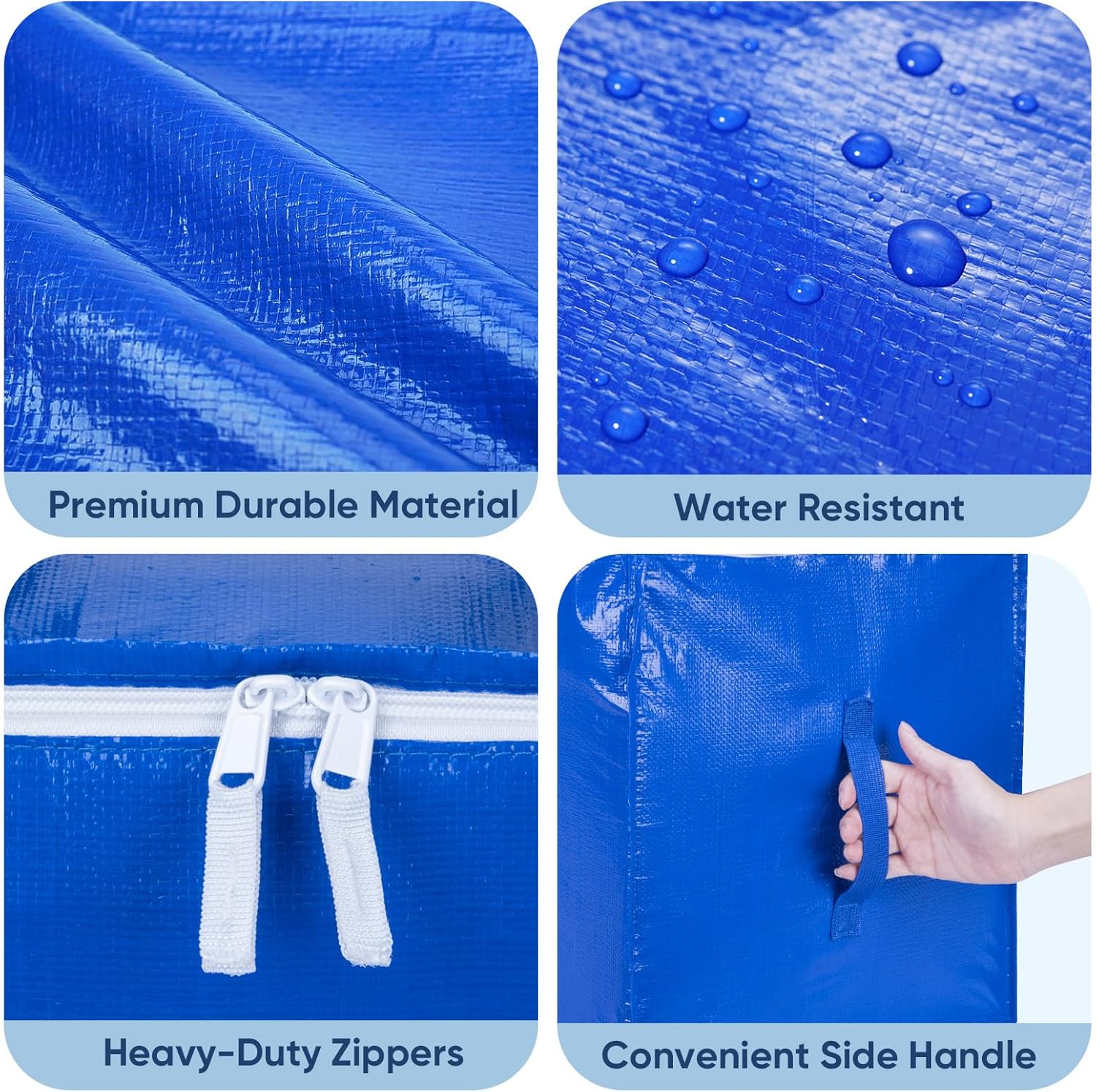 BALEINE Heavy-Duty Moving Bags - 8-Pack Oversized Storage Totes with Reinforced Handles | Royal Blue