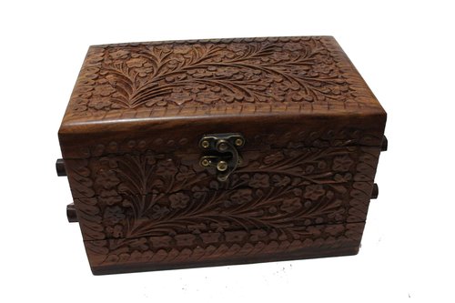 Valentine's Gifts - Handcrafted Jewelry Box with Floral Carvings, 3-Compartment Jewelry Organizer for Earrings, Rings, Necklaces (Large Size 8''x5''x5'')