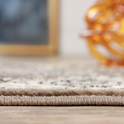 SUPERIOR Elegant Lille Collection Area Rug, 8mm Pile Height with Jute Backing, Beautiful Chic Bordered Rug Design, Anti-Static, Water-Repellent Rugs - 4ft x 6ft , Brown