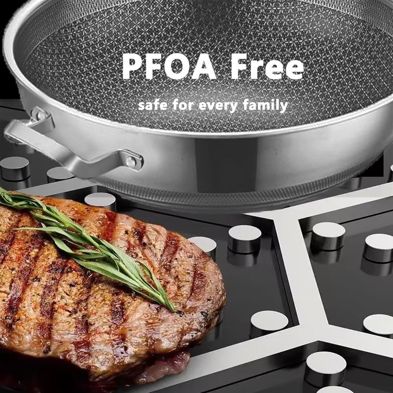 Toutrop Wok,13 Inch Hybrid Woks & Stir-Fry Pans Nonstick, Large Stainless Steel Wok with Lid,Induction Non Stick Woks,PFOA Free Cookware,Dishwasher And Oven Safe