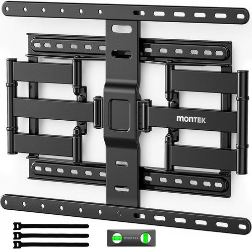 monTEK Ultra Slim TV Wall Mount - Full Motion Bracket for 43-90 Inch TVs | 1.1" Thin Design | Dual Swivel Arms | Max VESA 600x400mm | Supports 132lbs