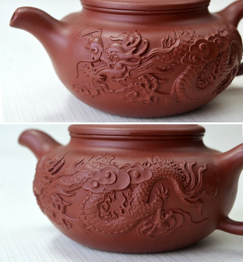 Yxhupot Teapot 8.6oz Chinese Dragon Yixing Clay Zisha Classics Pot Genuine Black Infusers Tea (Red dragon)