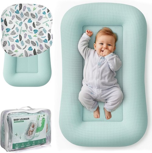 Baby Lounger - Adjustable Infant Nest for Newborns 0-24 Months | Breathable Fabric & 3D Support, Blue