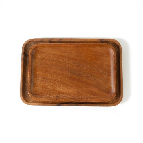 Bamxzoo Premium Quality Durable Walnut Rectangular Wooden Plate 10"-100% Natural Wood Serving Plate for Coffee Table-Great Home Decor Platter for Breakfast & Dining