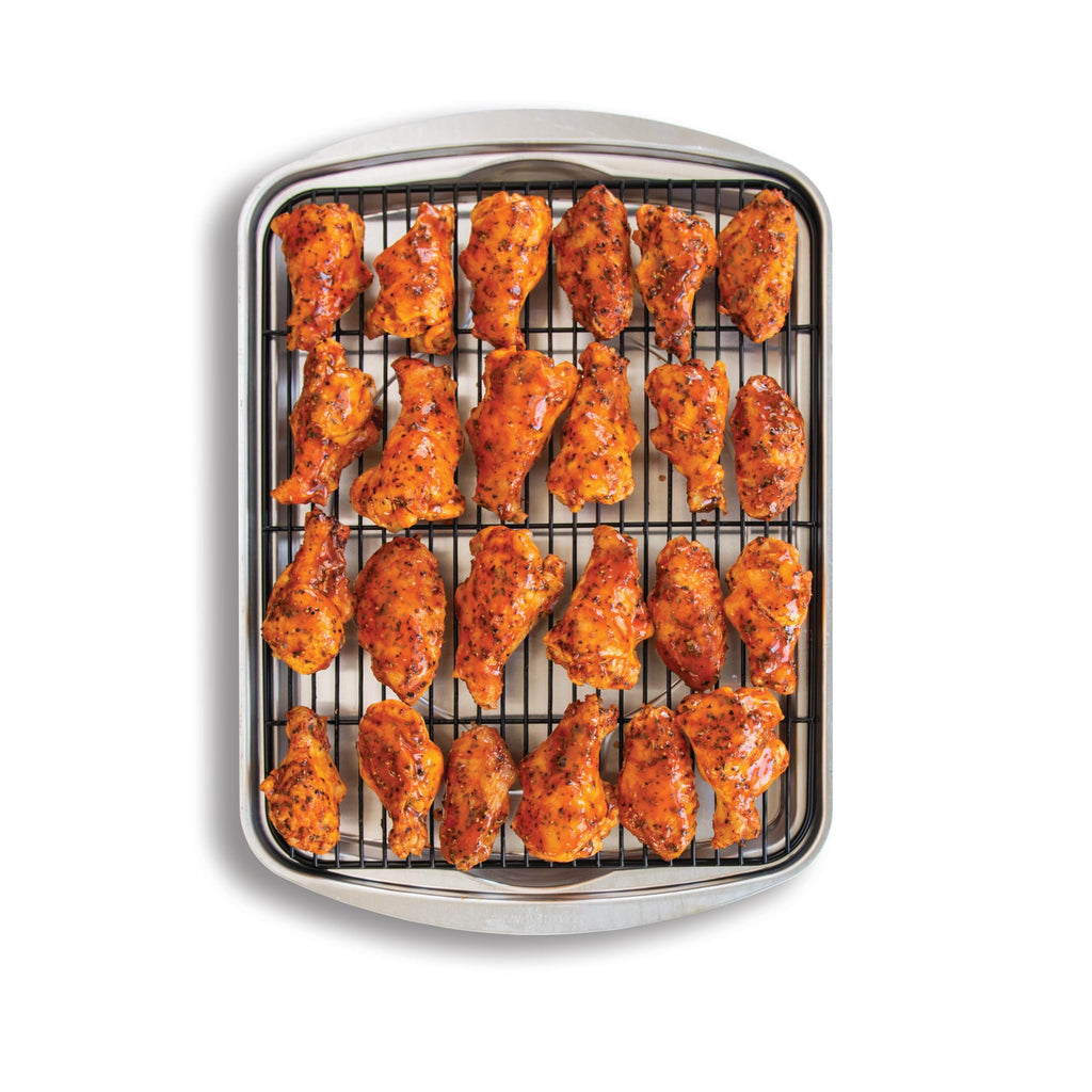 Nordic Ware Oven Crisp Baking Tray 2pc Set Includes Pan and Rack; Natural Aluminum For Air Frying, Crisping, Broiling, Baking; Cooking Surface 17 x 12 Inches