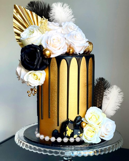 JeVenis Feather Cake Decoration Gatsby Cake Decoration Prom Cake Decorations Rose Cake Topper Roaring 20s Cake Decorations