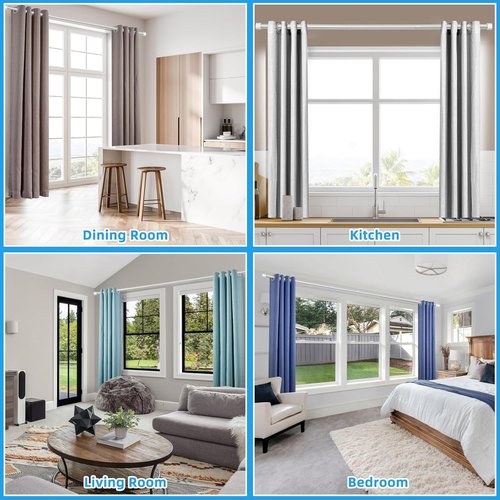Elegant Curtain Rods by [Brand Name] - 1-Inch Diameter Drapery Rod with Cylindrical Finials | Adjustable 16" to 48" (Silver)