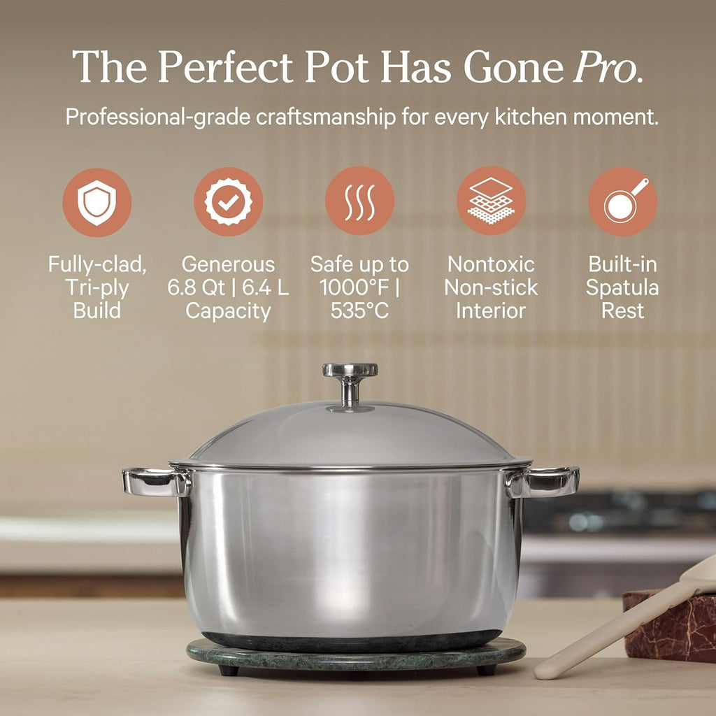 Our Place Titanium Pro Cookware Duo - Always Pan Pro & Perfect Pot Pro | Coating-Free Nonstick, Tri-Ply Titanium & Stainless Steel | Oven & Induction Safe Up to 1000°F | Chrome Finish