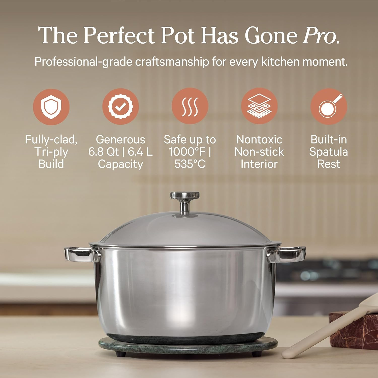 Our Place Titanium Pro Cookware Duo - Always Pan Pro & Perfect Pot Pro | Coating-Free Nonstick, Tri-Ply Titanium & Stainless Steel | Oven & Induction Safe Up to 1000°F | Chrome Finish