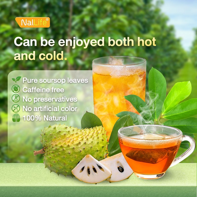 NalLife Soursop Tea Bags 40 Count Tea from 100% Soursop Leaves Caffeine Free No Sugar Added