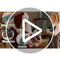 AerWo 5Pcs Mini Flocked Bottle Brush Christmas Trees with Wooden Bases