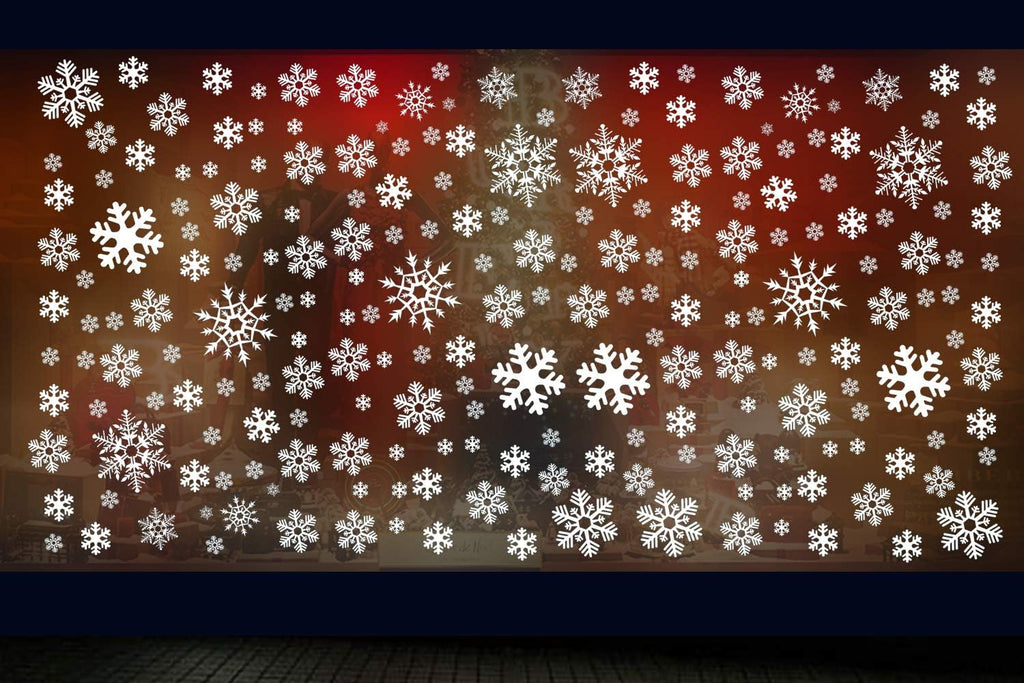White Snowflake Window Clings by [Brand Name] - 180PCS PVC Static Stickers for Holiday Decorations