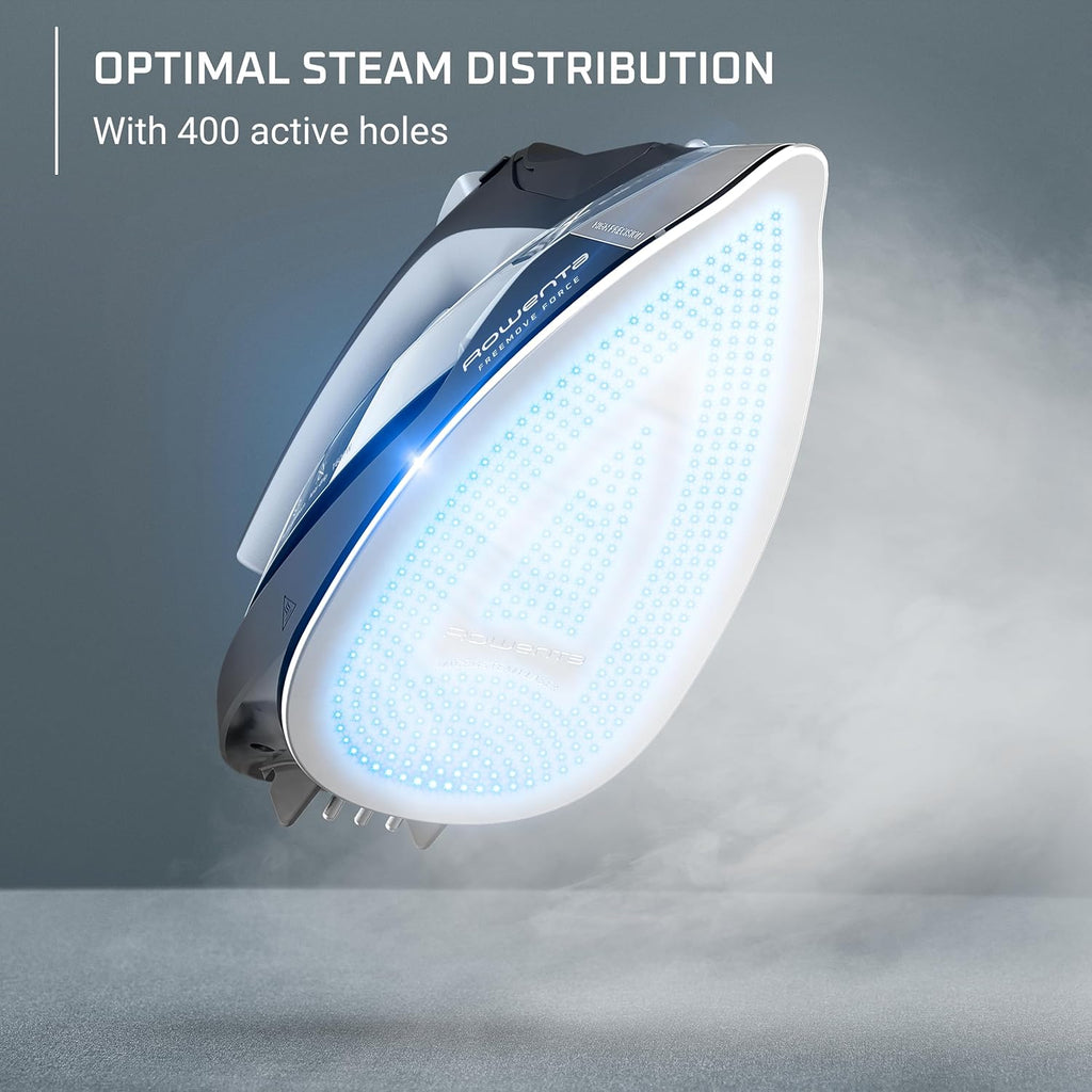 Rowenta Freemove Cordless Iron - 1600 Watts, Stainless Steel Soleplate, Rapid Heating, Portable Handheld Steamer - Blue, DE6730