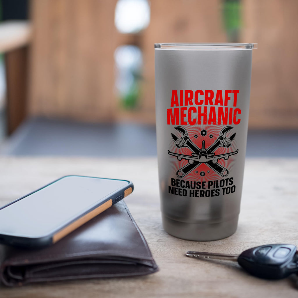 Cool Aircraft Mechanic Art For Men Women Aviation Mechanic Stainless Steel Insulated Tumbler