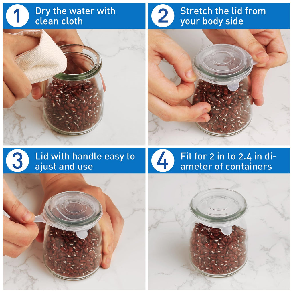 Extra Small Silicone Stretch Lids 2 Inch Reusable Silicone Jar Cover lids to Fit 2 Inch to 2.4 Inch Blue 8 pcs