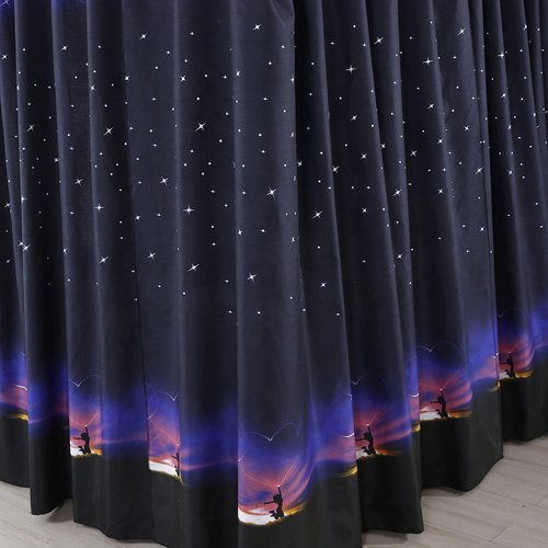 Mengersi Canopy Bed Curtains for Adults Galaxy Pattern Bed Drapes Bedroom Decoration Accessories (King, Black)