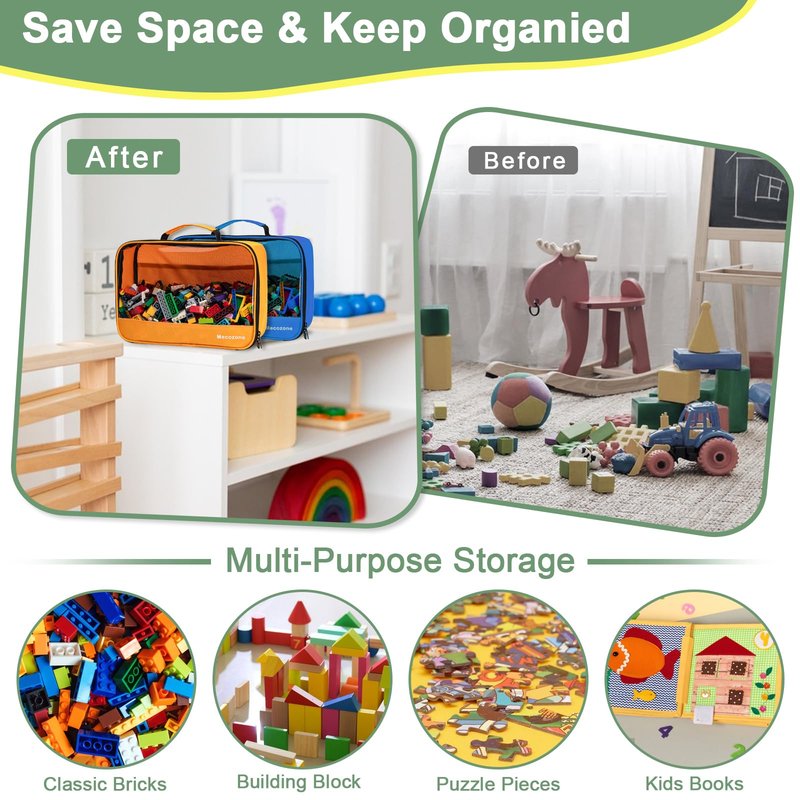 4 PCS Toys Storage Bag, Classic Bricks Building Set Storage Bag, Travel Case for Building Toys, Puzzles