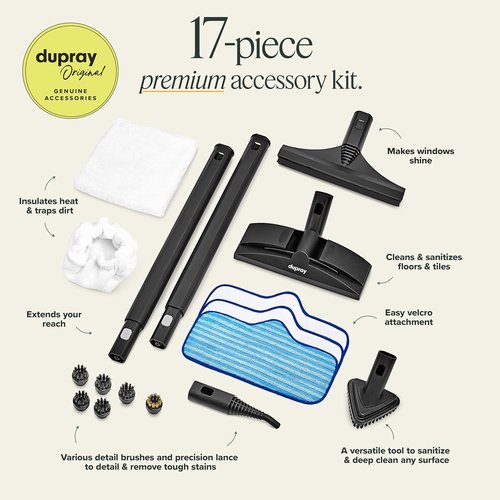 Dupray Neat Steam Cleaner - 17-Piece Kit for Powerful, Chemical-Free Cleaning | Kills 99.9% of Bacteria & Viruses