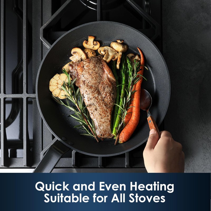 SENSARTE Nonstick Frying Pan Set 2-Piece, Oven Safe Skillets with Swiss Coating, Induction Compatible Chef Pan Set, Dishwasher Safe Cooking Pans, PFOA PFOS Free, 10 and 12 Inch