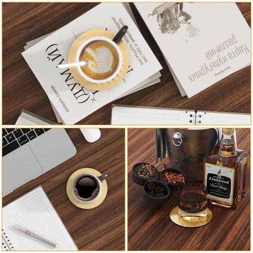 RMERVE Stainless Steel Coasters Set of 24, 4 Inches Gold Mirror Coasters, Non Slip Eva Base Round Modern Coaster for Drinks Coffee Table Glass Mug Cup Teacup