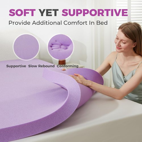 BDEUS Gel Memory Foam Mattress Topper - Ventilated & Soft Pressure Relief - Twin Size, CertiPUR-US Certified