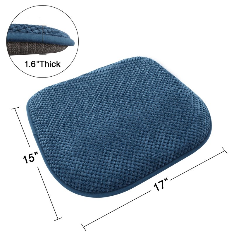 PAGGED Blue Dining Chairs Cushions Non Slip Foam Kitchen Seat Cushions Washable Soft Thick Patio Pads Large Wooden Metal Tapered Chair Cushions,17" x 15"