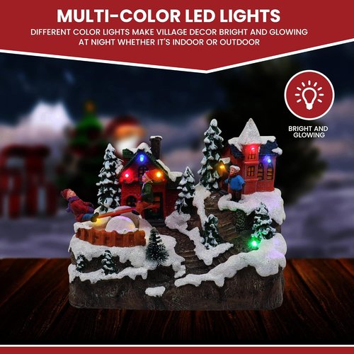 Christmas Village Rocking Seesaw - Animated Pre-Lit Winter Snow Town | Perfect Indoor Holiday Decoration