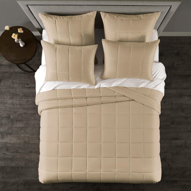 Wonderful Khaki Quilt Set King Size, 3 Piece Breathable Lightweight Jersey Knit Bedspread for All Seasons, Cooling Ultra-Soft Modern Coverlet Bedding Set for Hot Sleepers, 104"x94"