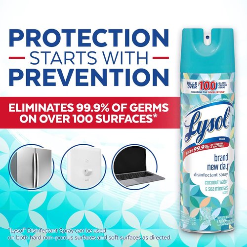LYSOL Disinfectant Spray - Coconut Water & Sea Minerals, 19 Oz | Pack of 5 for Effective Germ Protection